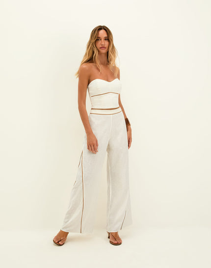Iva Wide Leg Pants - Off White - Iva Wide Leg Pants - Off White XS